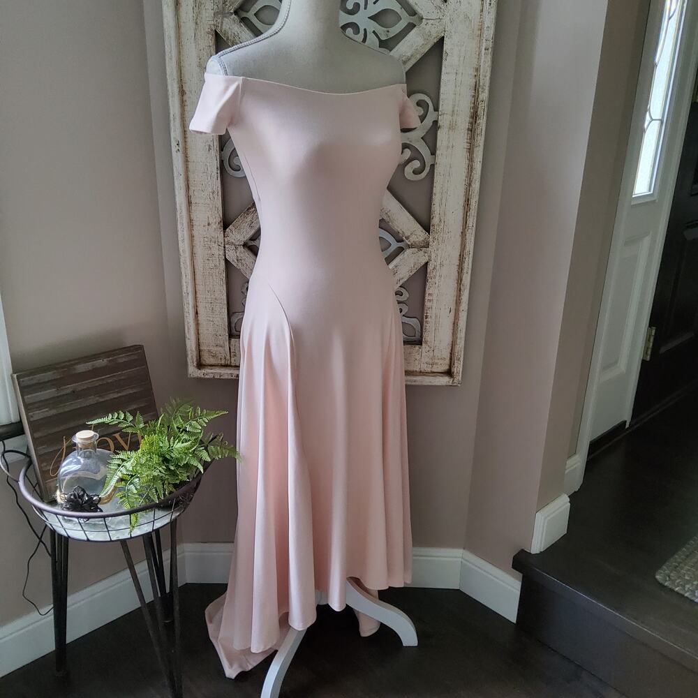 Susana Monaco Women's Off Shoulder High Low Dress in Peach